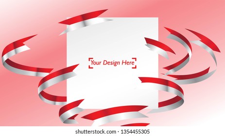Indonesian patriotic background template with empty space for text, design, Holidays, Independence Day. Welcome to Indonesia concept - Vector