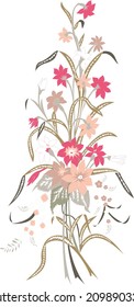 Indonesisches Muster von Lilienblumen Batik Buketan