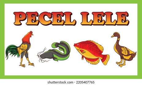 Indonesian pecel lele illustration set