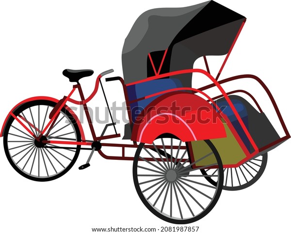 Indonesian Pedicab Traditional Transportation Vector Stock Vector ...