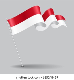 Indonesian pin icon wavy flag. Vector illustration.