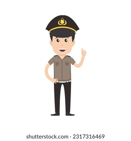 Indonesian police cartoon character pose