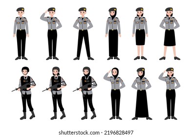 indonesian police character vector illustration