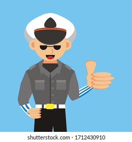 indonesian police vector blue background - illustration