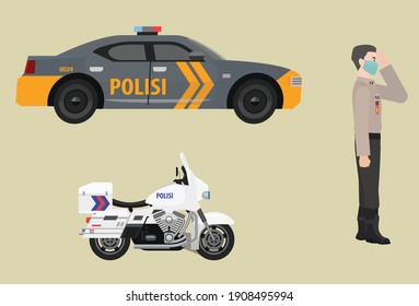 indonesian police vehicle. Translation: "police"