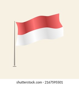 Indonesische rote und weiße Flagge mit dunkelgrauem Pol