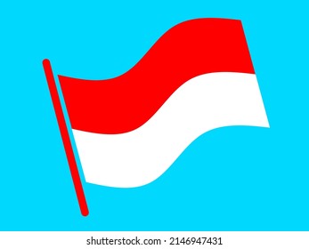 Indonesian red and white flag waving vector