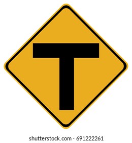 Indonesian road warning sign - T-Intersection ahead