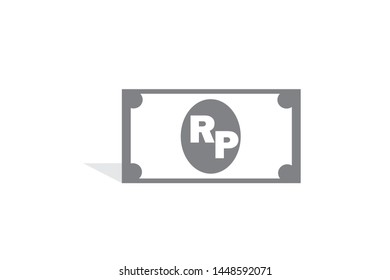 Indonesian rupiah. Black and white vector