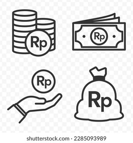 Indonesian Rupiah icons set money icon vector image on transparent background (PNG).