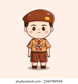 indonesische Pfadfinderin, süße Kawaii-Chibi-Zeichengrafik