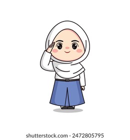 indonesian senior high school student cute hijab girl character