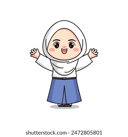 indonesian senior high school student cute hijab girl character