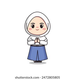indonesian senior high school student cute hijab girl character