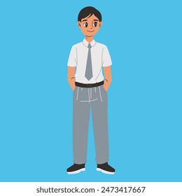 Indonesian senior high school student illustration, senior high school uniform