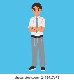 Indonesian senior high school student illustration, senior high school uniform