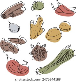 Indonesian spices and seasonings illustration pack