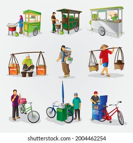 Indonesian street food vector illustration collection set