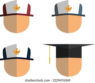 Indonesian student icon in flat design