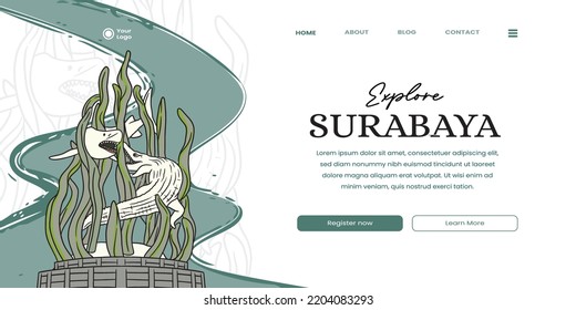 Indonesian Surabaya Landmark Landing Pages Concept Template Background