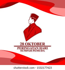 Indonesian text: October 28, Youth Pledge remembrance day. Happy Youth Pledge (Sumpah Pemuda)  vector illustration. 