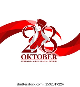 Indonesian text: October 28, Youth Pledge remembrance day. Happy Youth Pledge (Sumpah Pemuda)  vector illustration. 