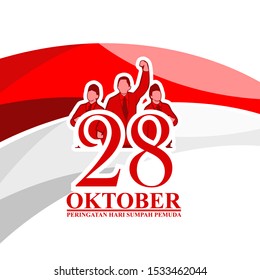 Indonesian text: October 28, Youth Pledge remembrance day. Happy Youth Pledge (Sumpah Pemuda) vector illustration. 