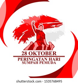 Indonesian text: October 28, Youth Pledge remembrance day. Happy Youth Pledge (Sumpah Pemuda) vector illustration. 