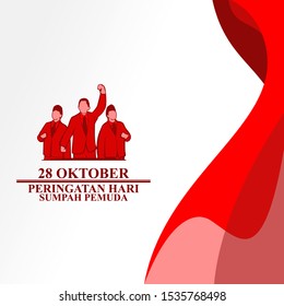 Indonesian text: October 28, Youth Pledge remembrance day. Happy Youth Pledge (Sumpah Pemuda) vector illustration. 