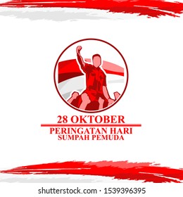 Indonesian text: October 28, Youth Pledge remembrance day. Happy Youth Pledge (Sumpah Pemuda)  vector illustration. 