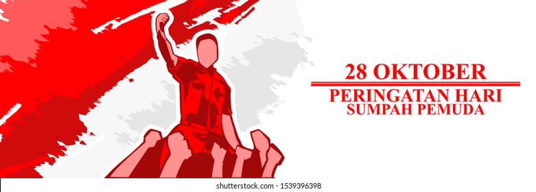 Indonesian text: October 28, Youth Pledge remembrance day. Happy Youth Pledge (Sumpah Pemuda)  vector illustration. 