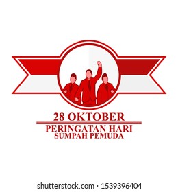 Indonesian text: October 28, Youth Pledge remembrance day. Happy Youth Pledge (Sumpah Pemuda)  vector illustration. 