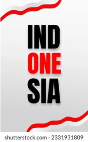 Texto indonesio con fondo de gradiente blanco y bandera indonesia
