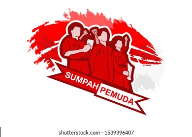 Indonesian text:  Youth Pledge. Happy Youth Pledge (Sumpah Pemuda)  vector illustration. 