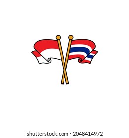 Indonesian and Thailand crossed flags vector design