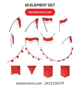 Indonesian theme element set illustration