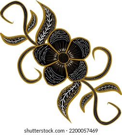 Ilustración de vectores de flores de batik tradicionales de Indonesia