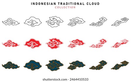 COLECCIÓN DE PATRÓN DE BATIK TRADICIONAL INDONESIA, DISEÑO DE ELEMENTOS, CONJUNTO DE BATIK, KAWUNG BATIK