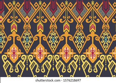 Indonesian traditional Batik Patterns from Kalimantan.  Geometric ethnic pattern traditional Design for background, fabric, vector illustration