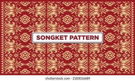 Indonesian traditional batik patterns from Palembang, South Sumatra. Songket Pattern