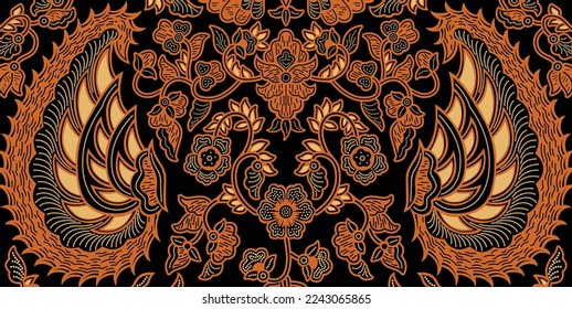 Indonesian traditional batik patterns from Solo, Central Java. Garuda sidomukti batik pattern