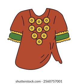 Indonesian Traditional Clothes Illustration - Bugis Bodo Dress Women Top