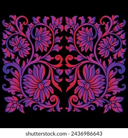 Indonesian Traditional floral ornament hand drawn illustration  vector