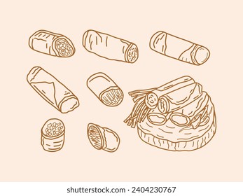 Indonesian Traditional Food Background Vector Illustration