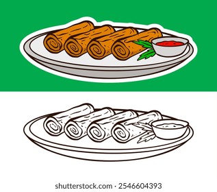 Indonesian Traditional Food Doodle Sticker Illustration