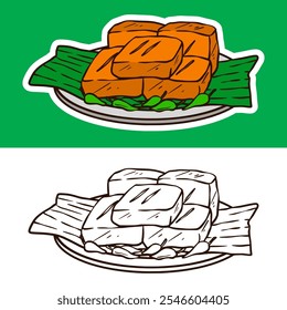 Indonesian Traditional Food Doodle Sticker Illustration