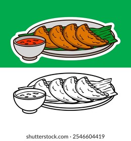 Indonesian Traditional Food Doodle Sticker Illustration