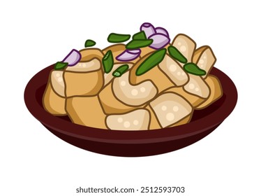 Indonesian Traditional Food Illustration Logo Tahu Gejrot