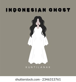 indonesian traditional ghost vector flat illustration