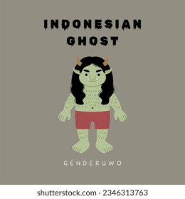 indonesian traditional ghost vector flat illustration